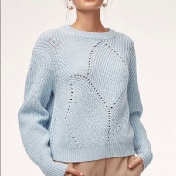 Aritzia Wilfred Serment Merino Wool Sweater | XS | Light Blue | 19” Length - Picture 5 of 5